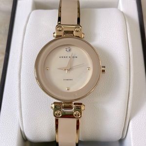 Anne Klein Genuine Diamond Dial Gold Wristwatch